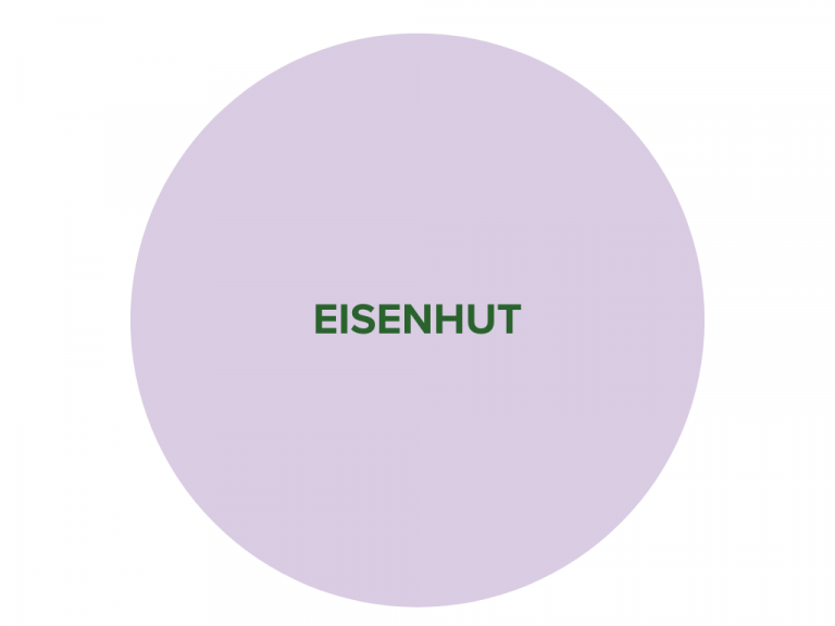 Lila Kreis mit dunkelgrünem Schriftzug "Eisenhut".