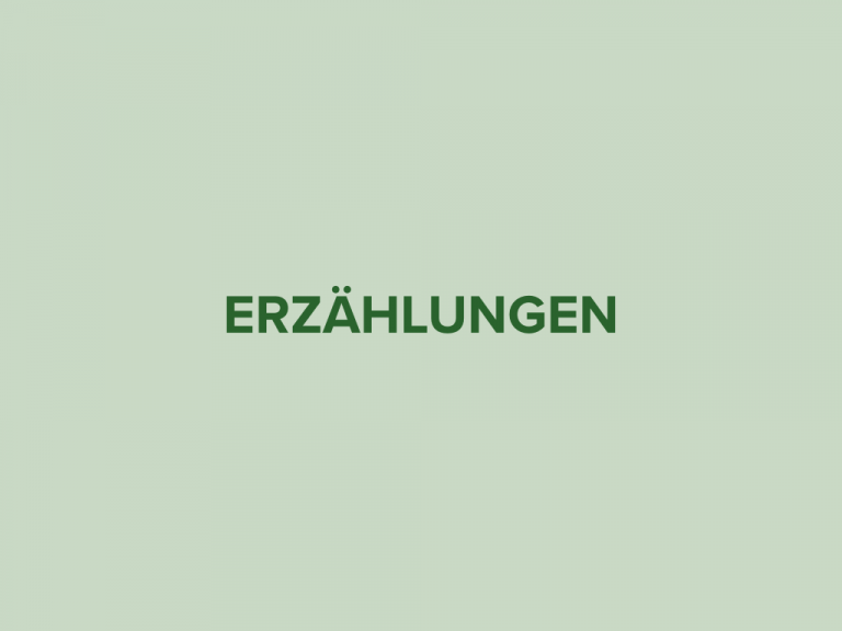Olivgrüner Hintergrund mit dunkelgrünem Schriftzug „Erzählungen“.