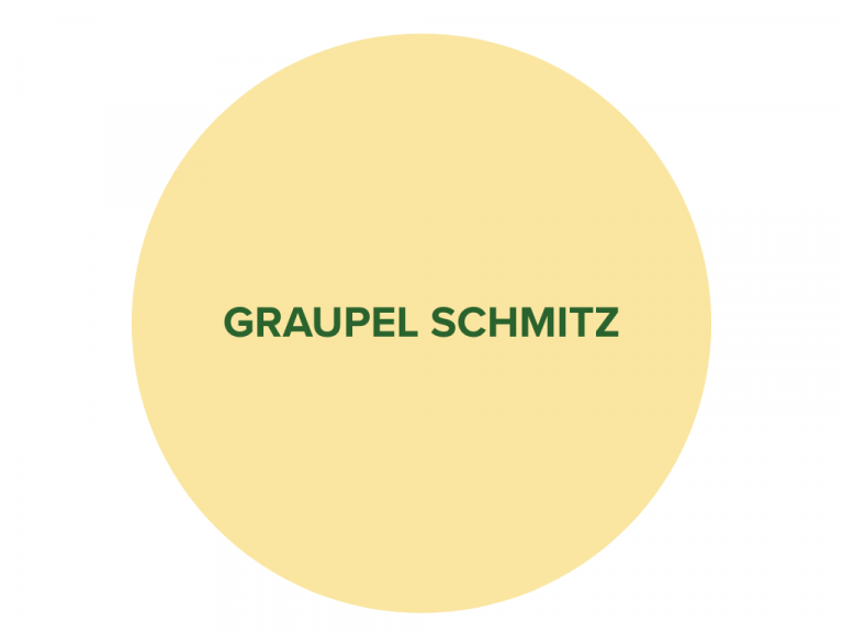 Gelber Kreis mit dunkelgrünem Schriftzug "Graupel Schmitz".