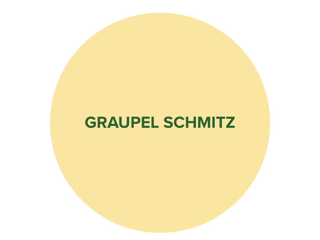 Gelber Kreis mit dunkelgrünem Schriftzug "Graupel Schmitz".