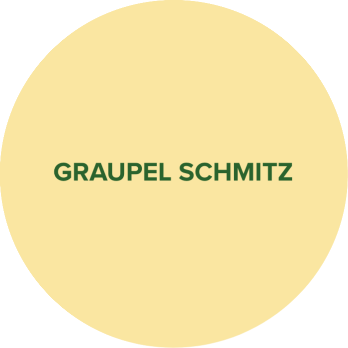 Gelber Kreis mit dunkelgrünem Schriftzug "Graupel Schmitz".